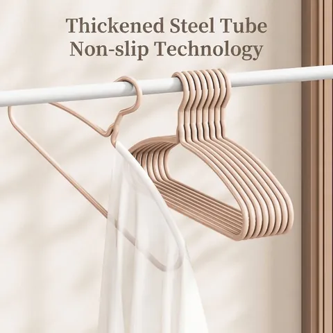 Thickened Steel Core Clothes Hanger With PE Coating Shoulder Protection Anti Bulge Non Slip Hanger For Wardrobe Storage Organization