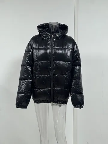 Men's Winter Hooded Padded Jacket Glossy Windproof Warm Cotton Puffer Jacket Solid Color Loose Outerwear Coat For Men Top