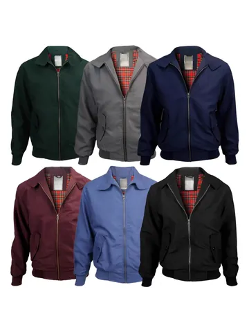 Ανδρικό Αμερικάνικο Vintage Μπουφάν Harrington Bomber Με Κλασική Καρό Φόδρα Όρθιος Γιακάς Χαλαρό Casual Αντιανεμικό