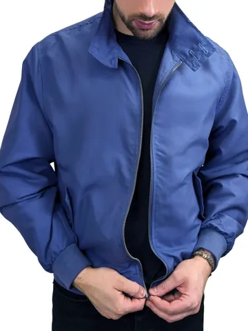 Ανδρικό Αμερικάνικο Vintage Μπουφάν Harrington Bomber Με Κλασική Καρό Φόδρα Όρθιος Γιακάς Χαλαρό Casual Αντιανεμικό