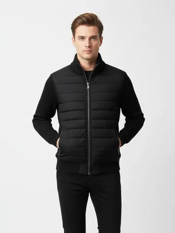 Giacca Imbottita da Uomo Con Collo in Piedi Moda Casual Giacca in Cotone Trapuntato Antivento Capispalla Con Cerniera per Inverno Uomo Abbigliamento