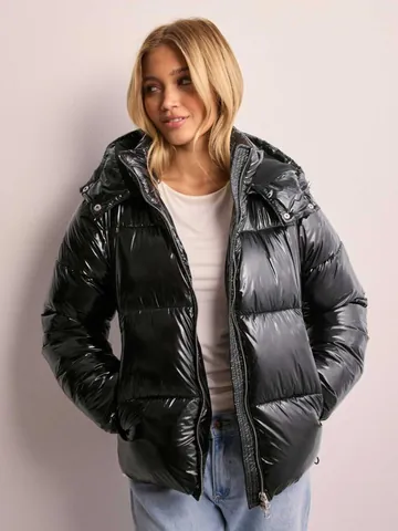 Veste Rembourrée Brillante à Capuche pour Femme Manteau Puffer d'Hiver Épaissi Coupe-vent Matelassé Décontracté Vêtements d'Extérieur