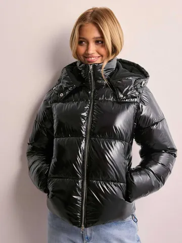Veste Rembourrée Brillante à Capuche pour Femme Manteau Puffer d'Hiver Épaissi Coupe-vent Matelassé Décontracté Vêtements d'Extérieur