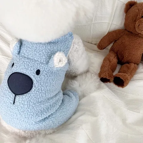 Autumn Winter Warm Pet Dog Clothes Cotton Fleece Cartoon Bear Jumpsuit Four-Legged Outfit For Small Dogs Puppy Teddy Bichon