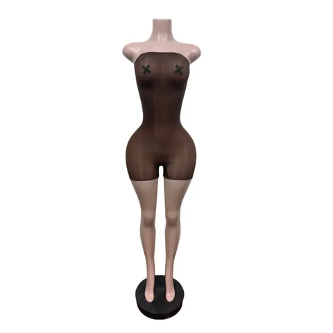 Damen Sexy Bandeau Ärmelloser Playsuit Hochelastisch Merzerisierte Viskose Enger Jumpsuit Trägerloser Einfarbiger Bodycon Kurzer Bodysuit
