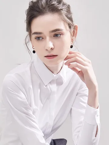 Camicia da Donna Professionale in Fibra di Bamboo Manica Lunga Senza Stiro Resistente alle Pieghe Slim Fit Bianca Grigia Blu