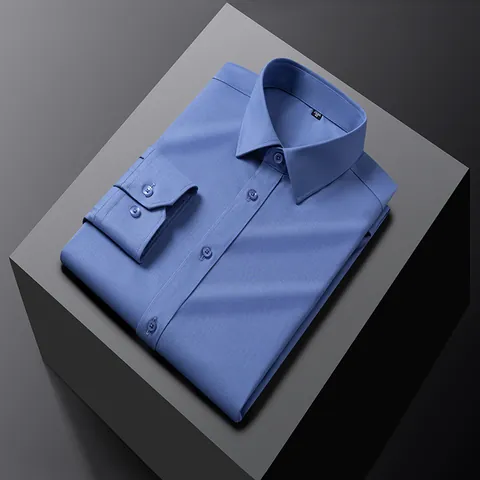 Unisex Modal Business Shirt Anti-Wrinkle Cool Breathable Long Sleeve Formal Office Blouse Solid Color Regular Fit Shirt