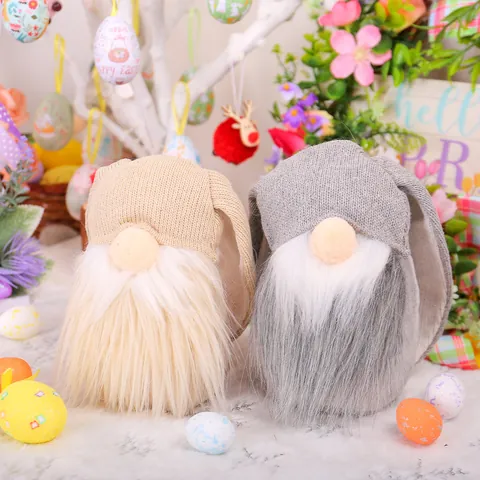 Easter Long Eared Rabbit Gnome Doll Decoration Nordic Style Bunny Faceless Elf Ornament For Spring Holiday Party Home Decor