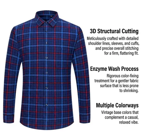Herren Casual Gebürstete Baumwolle Karohemd Langarm Verdickt Button Down Flanell Top Mit Brusttasche Für Herbst Winter