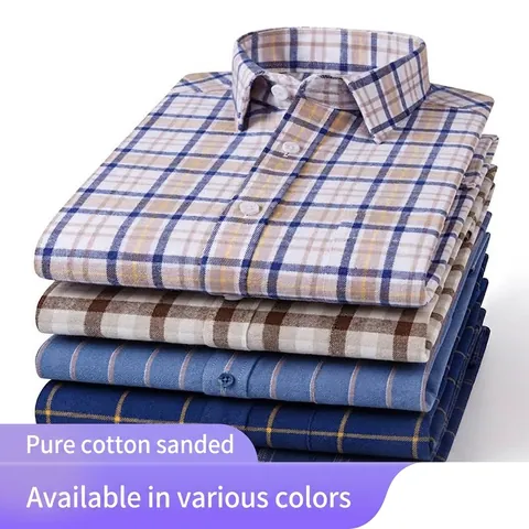 Herren Casual Gebürstete Baumwolle Karohemd Langarm Verdickt Button Down Flanell Top Mit Brusttasche Für Herbst Winter