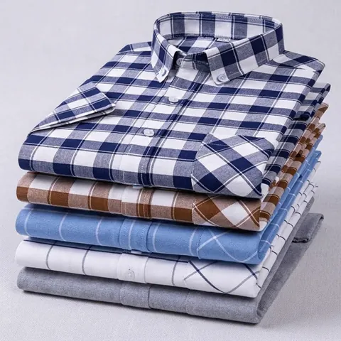 Herren 100% Baumwolle Oxford Kurzarmhemd Business Casual Button Down Kragen Kariert Gestreift Einfarbig Dress Shirt Top