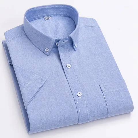 Herren 100% Baumwolle Oxford Kurzarmhemd Business Casual Button Down Kragen Kariert Gestreift Einfarbig Dress Shirt Top