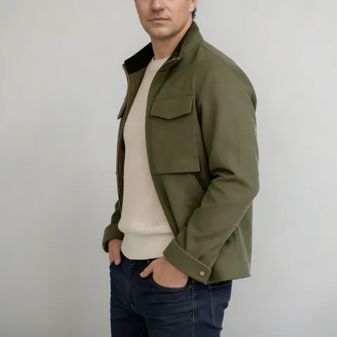 Men Casual Workwear Jacket Solid Color Polyester Lapel Multi Pocket Outerwear Windbreaker Urban Fashion Outdoor Men Top