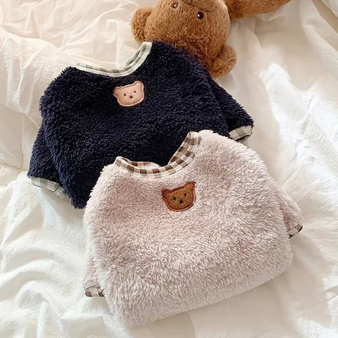 Cute Bear Rabbit Embroidered Pet Dog Clothes Warm Polar Fleece Puppy Sweatshirt Winter Cat Sweater For Small Dogs Cats