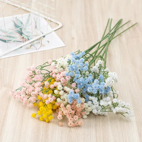 Real Touch Artificial Baby Breath Flowers Soft Glue Long Stem Gypsophila For Home Wedding Floral Decor Elegant Faux Bouquet