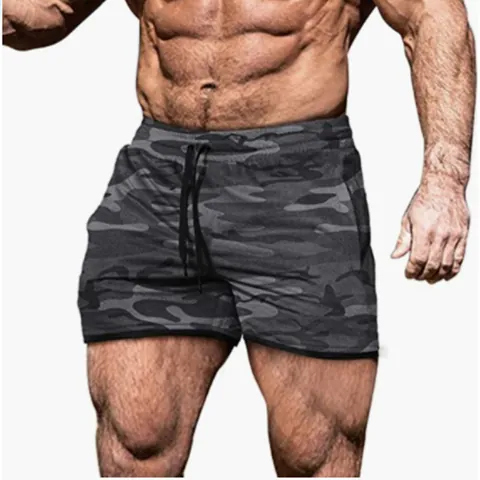 Pantaloncini Sportivi Casual da Uomo in Fibra di Polietilene Stampa Mimetica Coulisse Vita Elastica Traspirante Spiaggia