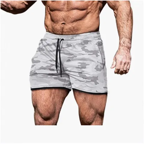 Pantaloncini Sportivi Casual da Uomo in Fibra di Polietilene Stampa Mimetica Coulisse Vita Elastica Traspirante Spiaggia