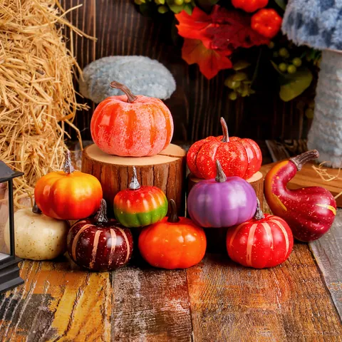 Artificial Foam Pumpkin Halloween Thanksgiving Decoration Fake Vegetable Ornament Home Kitchen Restaurant Window Display Prop