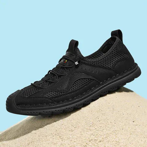 Baskets d'Été en Maille Respirante pour Hommes Chaussures Décontractées Antidérapantes Slip-On Légères Chaussures de Marche en Plein Air avec Amortissement Protection Orteils