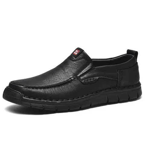 Chaussures Décontractées en Cuir Véritable pour Hommes Cousues Main Semelle Souple Loafers Confortable Respirant Hommes