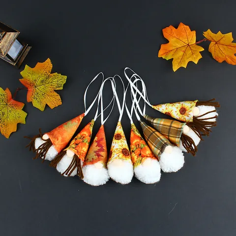 Thanksgiving Autumn Harvest Gnome Doll Hanging Decoration Sunflower Maple Leaf Faceless Elf Plush Ornaments For Fall Party Decor