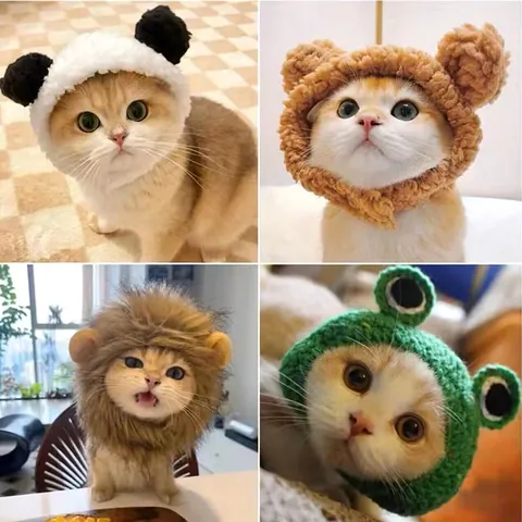 Cute Plush Pet Cosplay Hat Rabbit Panda Bear Ears Design Soft Cat Dog Headwear For Small Dogs Cats Photography Props Warm Winter Pet Accessories