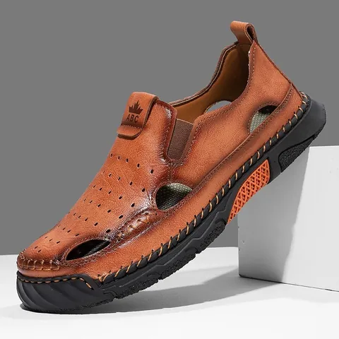 Herren Casual Strand Sandalen Sommer Mikrofaser Leder Ajouré Atmungsaktiv Clogs Ultra Leichte Weiche Sohle Anti Kollision Outdoor Schuhe