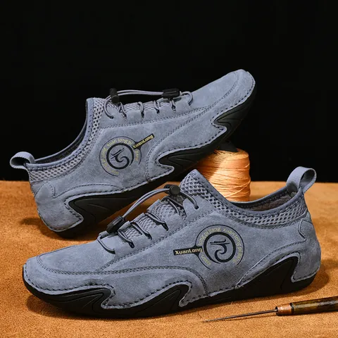 Mocassins Décontractés Respirants pour Hommes Mode Semelle Octopus Chaussures en Cuir Microfibre pour Marche et Conduite Style Britannique