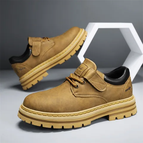 2026 Zapatos de Trabajo para Hombre Cuero Microfibra Impermeable Antideslizante Botas Martin Vintage Exterior Workwear Suela Gruesa