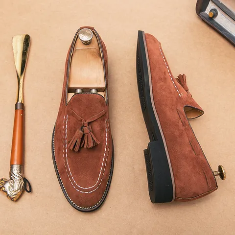 Ανδρικά Business Casual Καστόρινα Mocassins με Φούντα Μεγάλο Μέγεθος Βρετανικό Στυλ Κορεάτικη Μόδα Slip On Δερμάτινα Παπούτσια