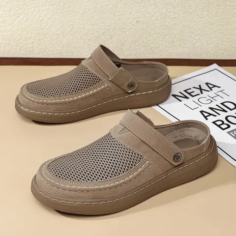 Herren Sommer Atmungsaktiv Hohl Geschnitten Sandalen Lässig Mesh Weiche Sohle Strand Schuhe Sport Slides Hausschuhe Große Größe