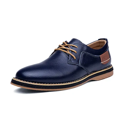 Men Business Casual Leather Shoes Genuine Cowhide Lace-up Dress Shoes Non-slip Breathable Fashion Office Derby Shoes