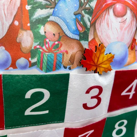 Christmas Advent Calendar Non-Woven Fabric Multi Pockets Forest Man Gnome Rudolf Hanging Countdown Calendar Home Wall Decor