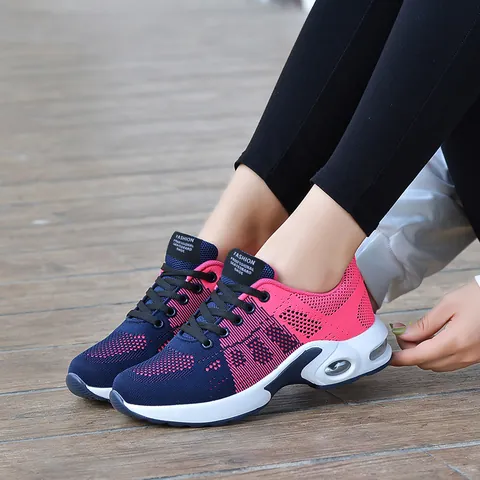 Scarpe da Corsa da Donna in Maglia Traspirante Sneakers con Cuscinetto d'Aria Stile Coreano Leggere Flyknit Casual Sportive