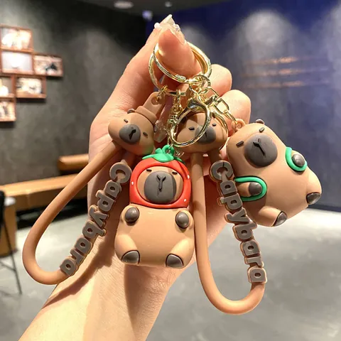 Creative Cartoon Capybara Silicone Keychain Cute 3D Animal Doll Car Keyring For Women Schoolbag Pendant Gift Accessories