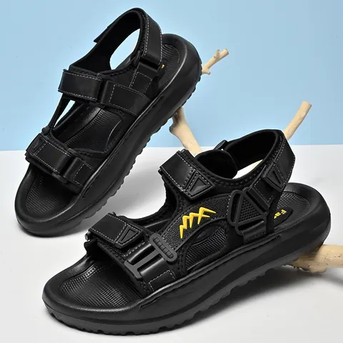 Sandali da Uomo in Pelle di Vacca all'Aperto Antiscivolo Resistenti all'Usura Suola Spessa Scarpe da Spiaggia Estate Sport Casual