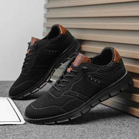 Nieuwe Heren Fly-knit Mesh Sportschoenen Ademend Zachte Zool Slip-on Casual Sneakers Mode Hardloopschoenen Voor Lente Herfst Heren Grote Maat