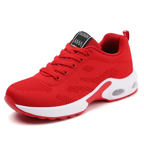 Baskets à Coussin d'Air en Maille Flyknit pour Femmes Chaussures de Course Décontractées Respirantes pour Personnes âgées Chaussures de Sport Légères