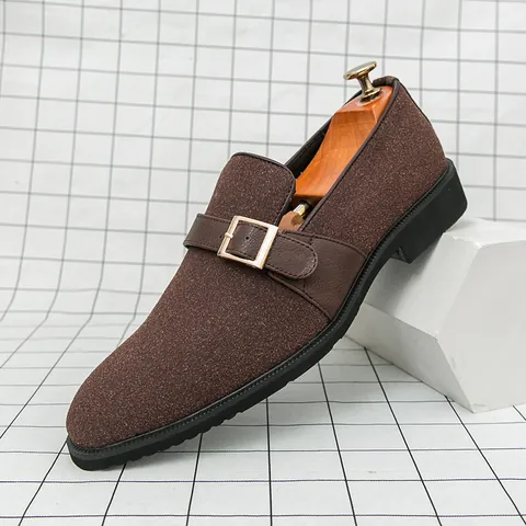 Mocassini Casual da Uomo in Ecopelle PU Slip-on Scarpe da Guida Cinturino Monk Fibbia Metallica Tinta Unita Primavera Scarpe Basse