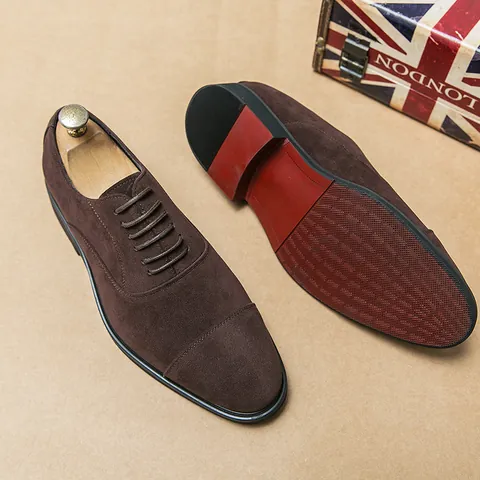 Men Business Casual Real Leather Brogue Shoes Pointed Toe Breathable Goodyear Welted Oxford Dress Shoes For Men Office Formal