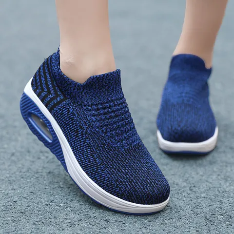 Zapatillas de Deporte Flyknit con Cojín de Aire para Mujer Zapatos de Plataforma Moda Suela Balancín Transpirables sin Cordones