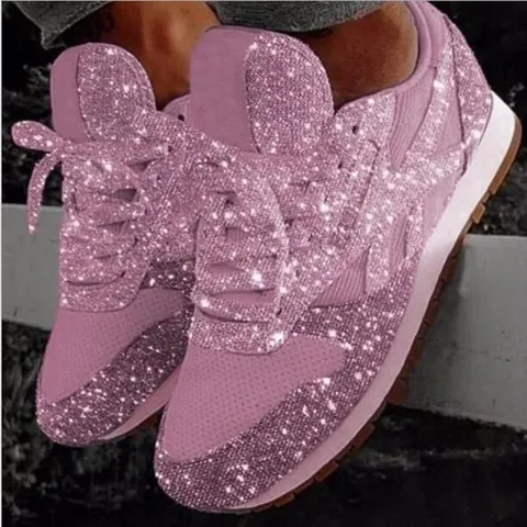 Women Casual Mesh Rhinestone Sequin Sports Shoes Breathable Platform Thick Sole Fashion Sneakers Running Walking Shoes