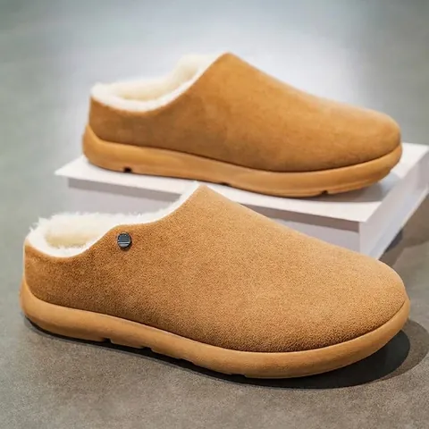 Pantofole da Uomo Invernali Calde Stile Birkenstock Foderate in Pile Ispessite Slip-On Mules Antiscivolo Suola in PVC Casual
