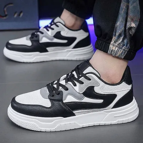 Large Size Men's Skate Shoes Casual Patchwork Sneakers Breathable Mesh Non-slip Thick Sole Fashion Streetwear Walking Shoes For Men