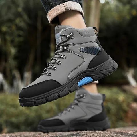 Men's High Top Winter Martin Boots Waterproof Fleece Lined Warm Hiking Shoes Non-Slip Wear-Resistant Outdoor Snow Boots