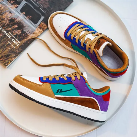 Scarpe da Board alla Moda da Uomo Sneakers in Pelle PU Traspiranti Casual Sneakers Basse Scarpe Sportive Antiscivolo per Uomo Donna