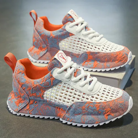Scarpe da Papà Chunky da Uomo 2025 Estate Nuove Scarpe Sportive in Maglia Flyknit Traspiranti Suola Spessa Tendenza Moda Giovane Scarpe da Passeggio Casual