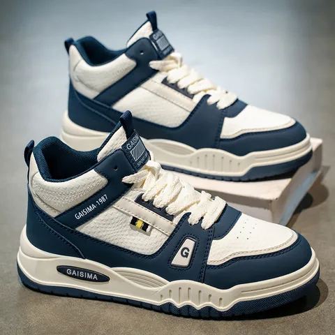 Scarpe da Skate Alte Casual da Uomo Stile Panda a Blocchi di Colore Traspiranti Resistenti all'Usura Sneakers alla Moda per Ragazzi