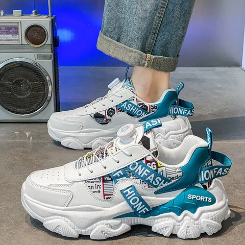 Ανδρικά Chunky Sneakers 2025 Νέα Αναπνεύσιμα Μοντέρνα Αθλητικά Παπούτσια Χοντρή Σόλα Αύξηση Ύψους Περιστροφική Πόρπη Casual Sneakers