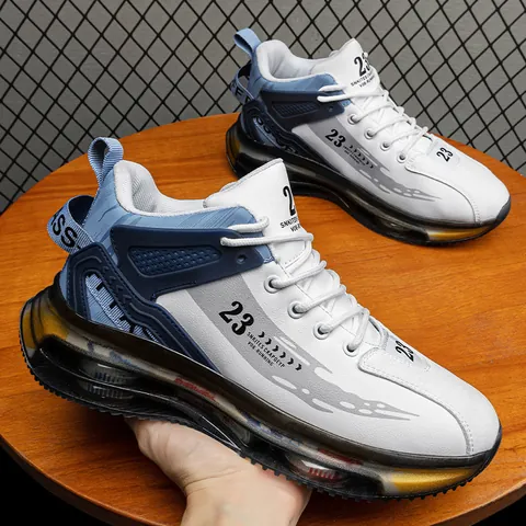 Zapatillas de Baloncesto de Caña Alta para Hombre Suela de Cojín de Aire Zapatillas Deportivas Transpirables Diseño de Bloques de Color